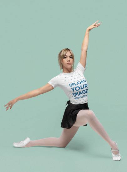 Mockup of a Ballerina Wearing a Bella Canvas T-Shirt in a Studio m33970