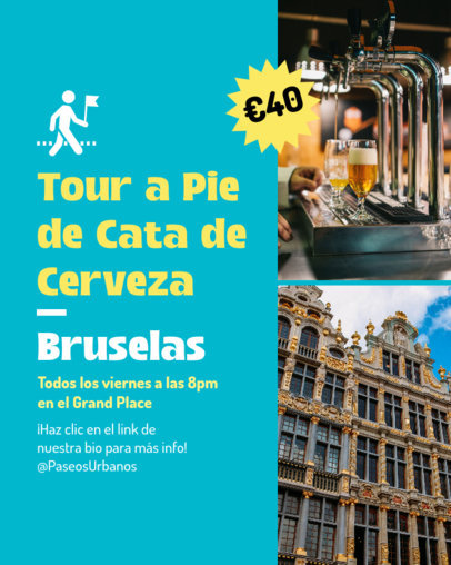 Instagram Post Generator Featuring a Beer-Tasting Tour Ad