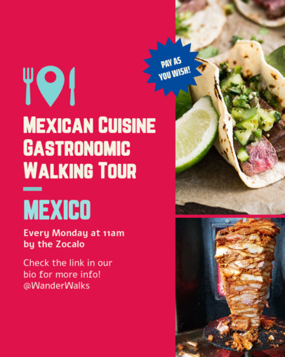 Instagram Post Template With a Gastronomic Walking Tour Info
