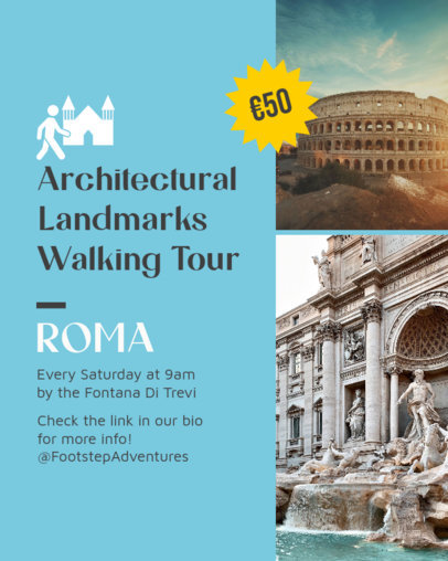 Tourism Instagram Post Creator to Promote an Architectural Landmarks Walking Tour