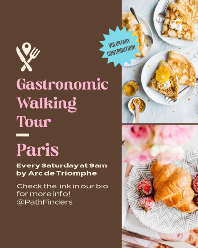 Instagram Post Maker for a Travel Agency With a Gastronomic Tour Info