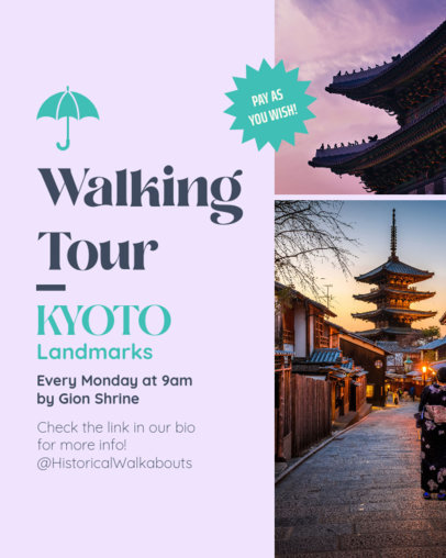 Instagram Post Creator for Travel Vacations With a Walking Tour Ad