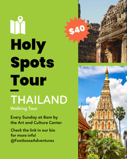Instagram Post Template Featuring a Walking Tour for Holy Spots