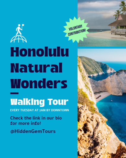 Vacations-Themed Instagram Post With an Ad for a Natural Wonders Walking Tour 5931l