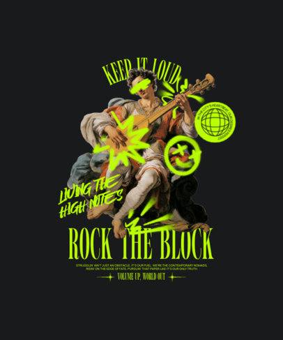 Streetwear T-Shirt Design Template with a Classical Illustration and Graffiti Doodles