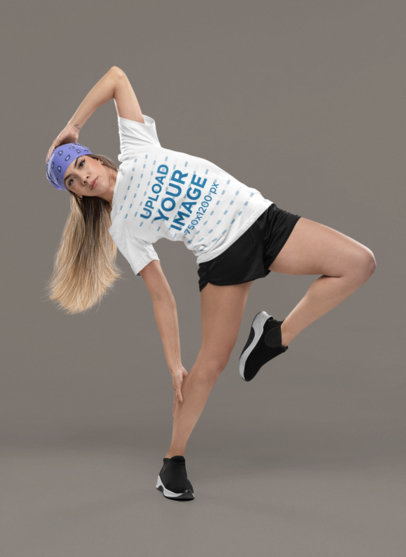 Bella Canvas T-Shirt Mockup of a Woman Dancing Hip Hop in a Studio