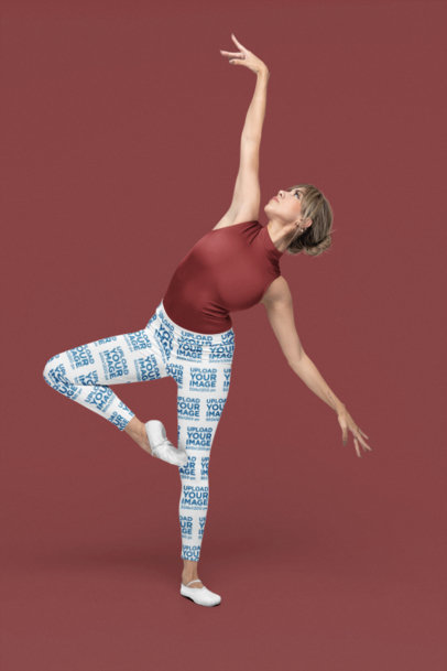 Leggings Mockup Featuring a Dancer Woman Posing in a Studio