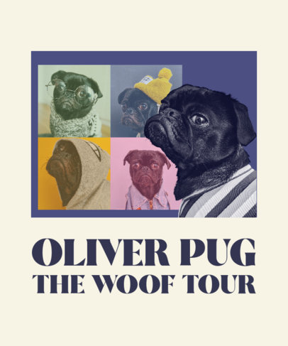 T-Shirt Design Generator Inspired by Taylor Swift's Eras Tour Featuring a Pug