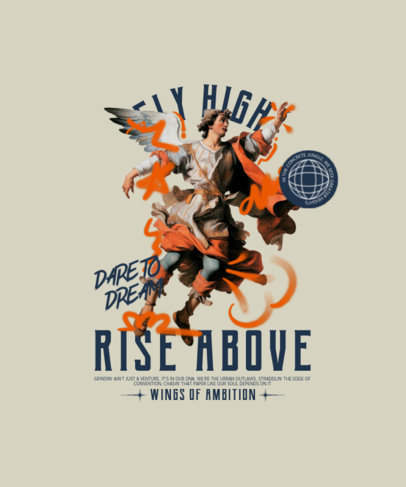 T-Shirt Design Generator Featuring a Winged Human and a Motivational Phrase 6626g