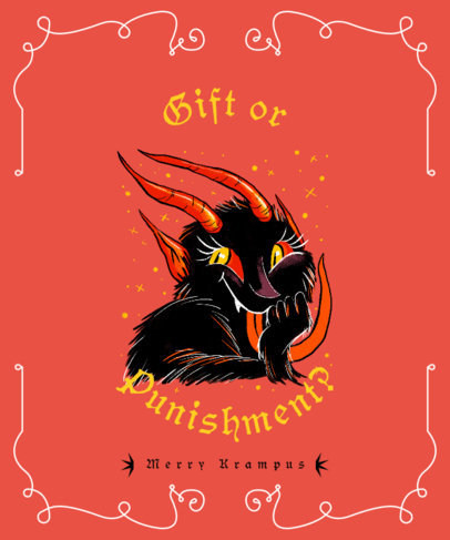 Christmas-Themed T-Shirt Design Maker Featuring a Smiling Krampus Illustration 