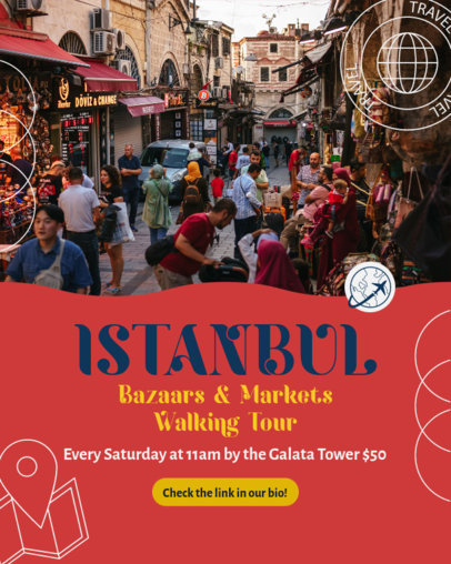 Instagram Post Creator Promoting an Istanbul Bazaars and Markets Tour