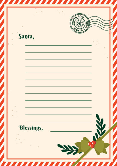 Worksheet Design Creator Featuring a Christmas-Themed Layout for a Santa Claus Letter 5922j