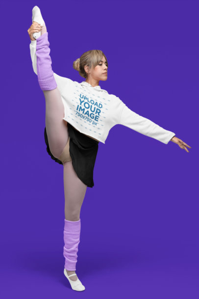 Crop Top Hoodie Mockup Featuring a Woman Wearing Dancing Shoes