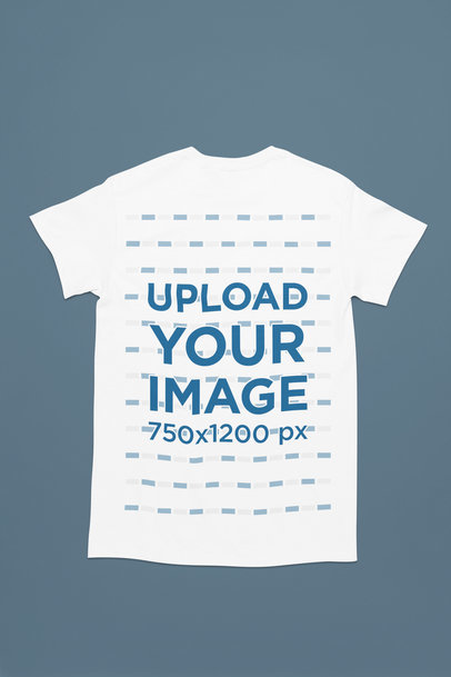 Mockup of a Gildan T-Shirt Placed Upside Down over a Customizable Surface