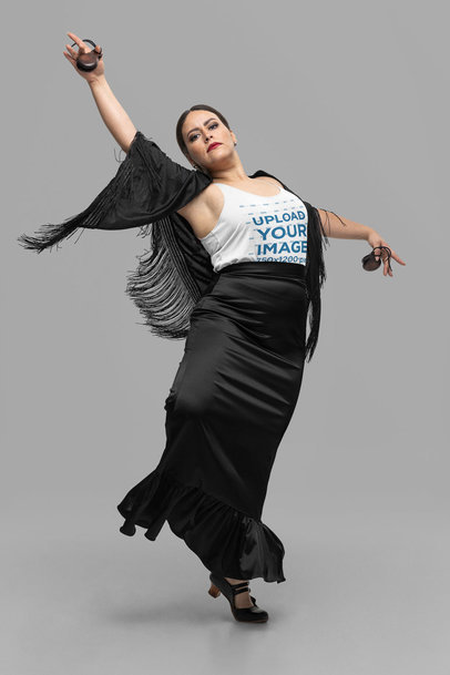 Bella Canvas Tank Top Mockup of a Flamenco Dancer Holding Castanets