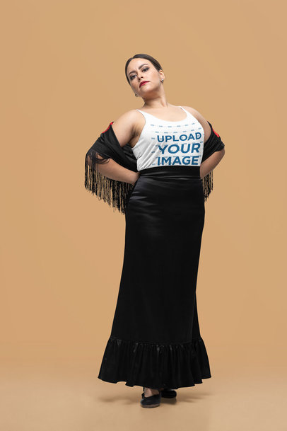 Bella Canvas Tank Top Mockup Featuring a Serious Woman With a Flamenco Costume