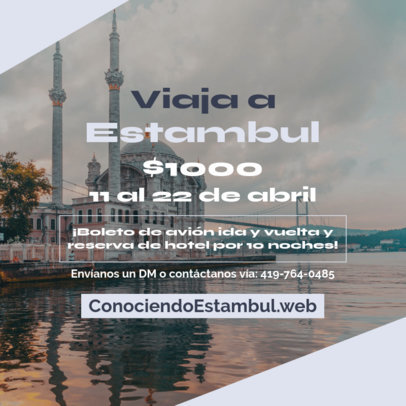 Instagram Post Generator Featuring Info for a Trip to Estambul