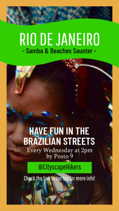 Instagram Story Template with a Rio de Janeiro's Samba and Beaches Saunter Ad