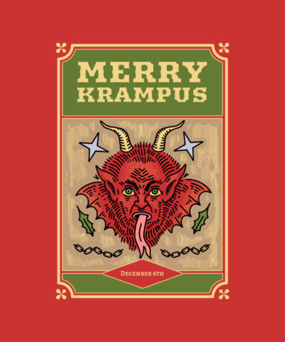Anti-Xmas T-Shirt Design Creator Featuring an Illustrated Krampus Face