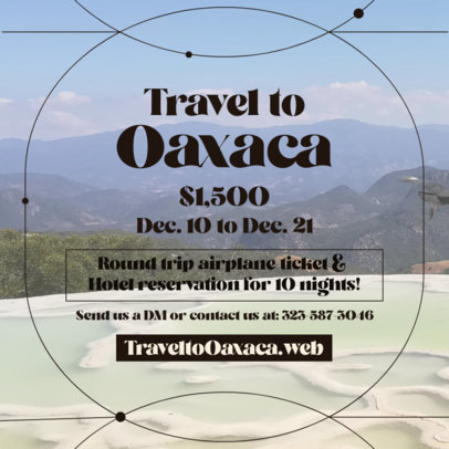 Online Instagram Post Template Featuring an Oaxaca Round-Trip Promo