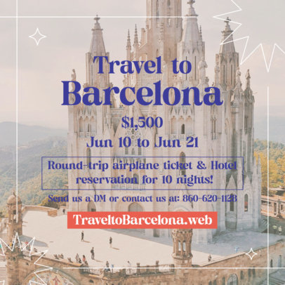 Instagram Post Maker Featuring a Booking Reservation Ad to Barcelona
