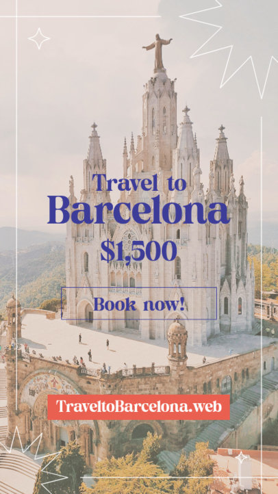 Instagram Story Maker Featuring a Barcelona Trip Booking Ad 5929h
