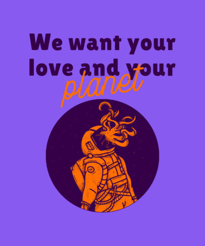 T-Shirt Design Template Featuring an Illustrated Astronaut with an Aliens-Themed Quote