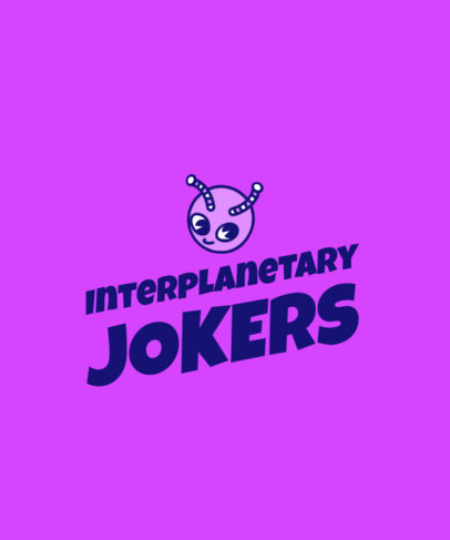 T-Shirt Design Template with a Cute Alien Head Illustration