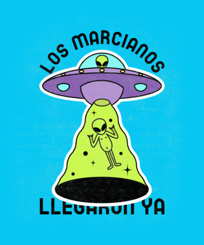 T-Shirt Design Maker Featuring an Illustrated UFO Abducting an Alien 5484h 6119