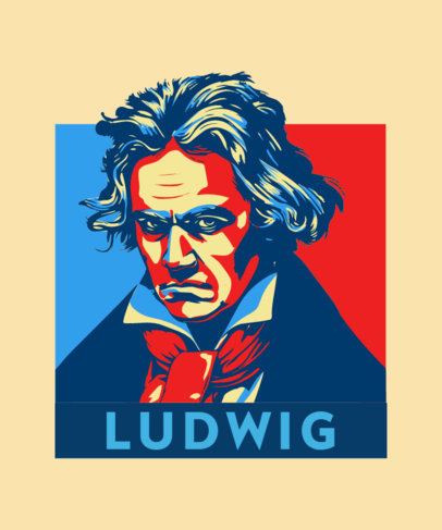 Music-Themed T-Shirt Design Creator Featuring a Graphic Inspired by Beethoven