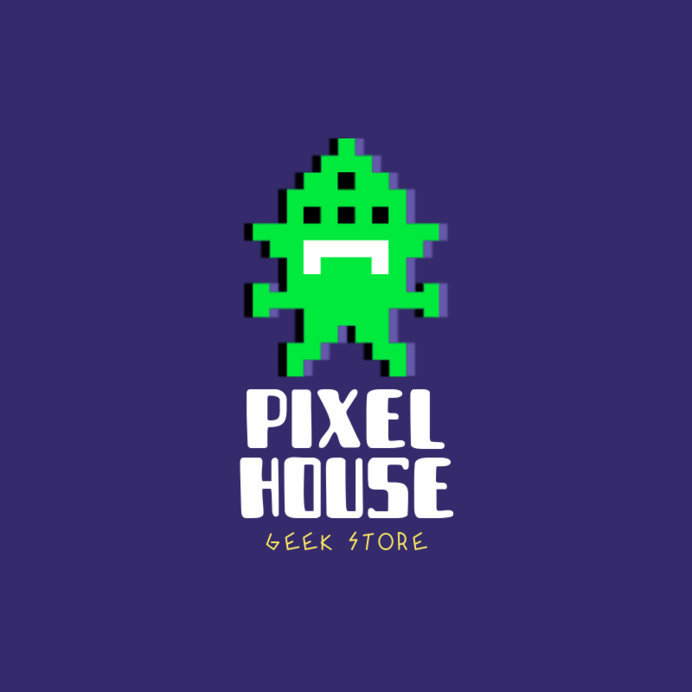 Online Logo Template for a Geek Toys Store with an 8-bit Alien Icon
