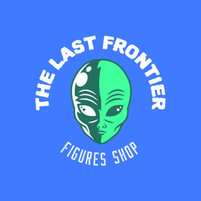 Logo Generator with a Martian Head Illustration for a Collectible Toys Store