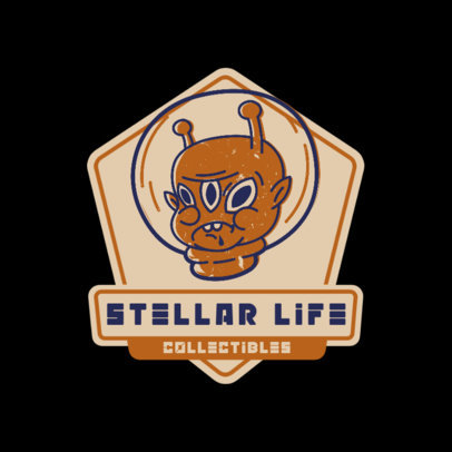 Collectibles Shop Logo Generator Featuring an Illustrated Alien
