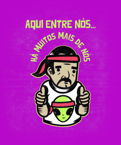 T-Shirt Design Creator Featuring an Illustrated Cartoon with an Alien 