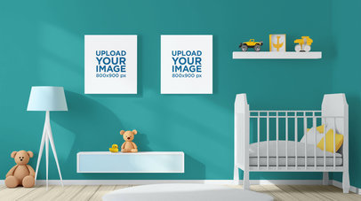 Art Print Mockup Featuring an AI-Generated Nursery Room With a Cute Aesthetic