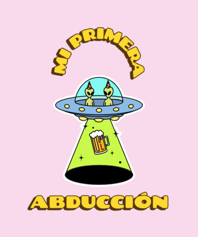 T-Shirt Design Creator Featuring an Illustrated Spaceship with Aliens