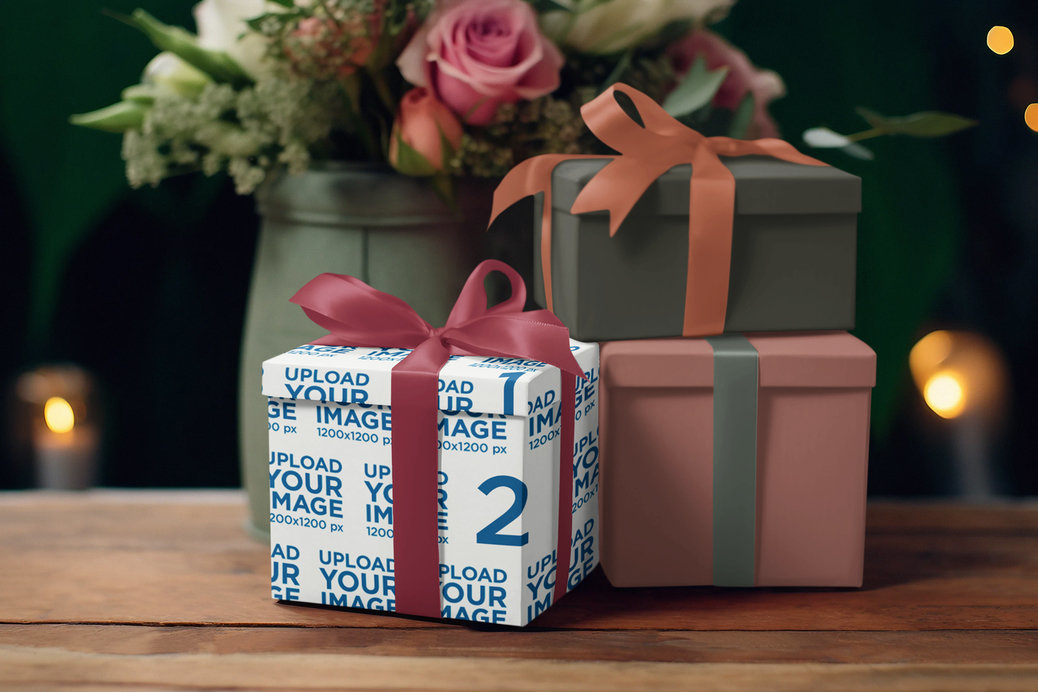 Placeit - Wrapping Paper Mockup Featuring AI-Generated Gifts Placed on ...