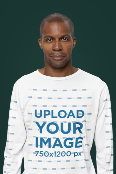 Mockup of a Serious Man Wearing a Bella Canvas Long-Sleeve Tee