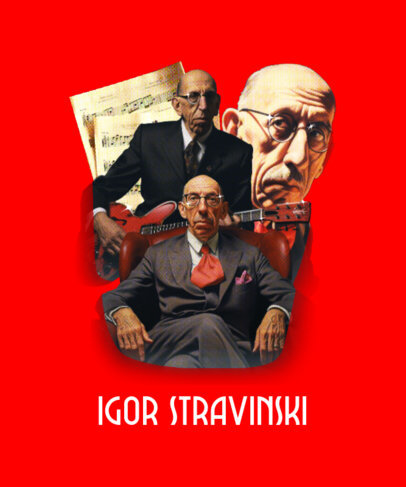 T-Shirt Design Creator Featuring an AI-Generated Graphic Inspired by a Famous Musical Composer 3466l-5939