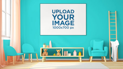 Art Print Mockup Featuring an AI-Generated Children's Playroom