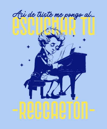 Funny T-Shirt Design Template Featuring a Classical Composer Graphic 5636g-5940