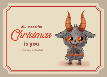 Greeting Card Maker Featuring a Krampus Graphic and a Naught Xmas Theme