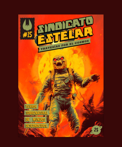 T-Shirt Design Template with an Evil Martian Illustration Inspired by a Vintage Comic Book