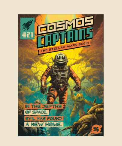 T-Shirt Design Generator Featuring a Vintage Aliens Comic Book Cover