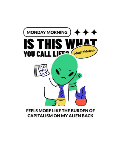 Funny T-Shirt Design Maker Featuring an Alien Working in an Office