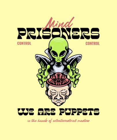 T-Shirt Design Creator Featuring a Martian Doing Mind Control over a Human 6255h 6118