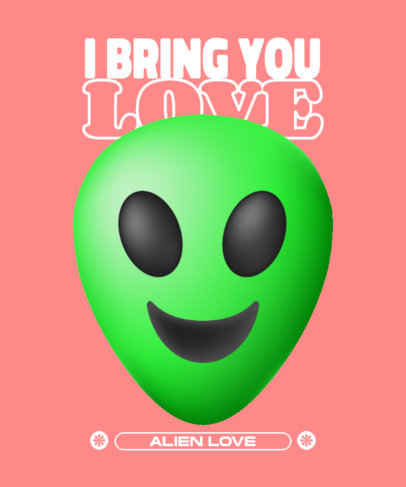 T-Shirt Design Template Featuring a Smiling Alien Face Illustration