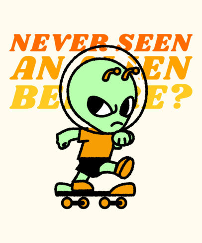 T-Shirt Design Creator Featuring an Angry Alien on a Skateboard 4380u 6118