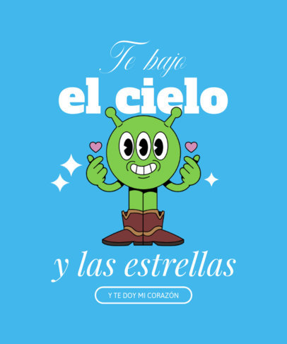 T-Shirt Design Maker Featuring a Quote with a Friendly Alien Graphic