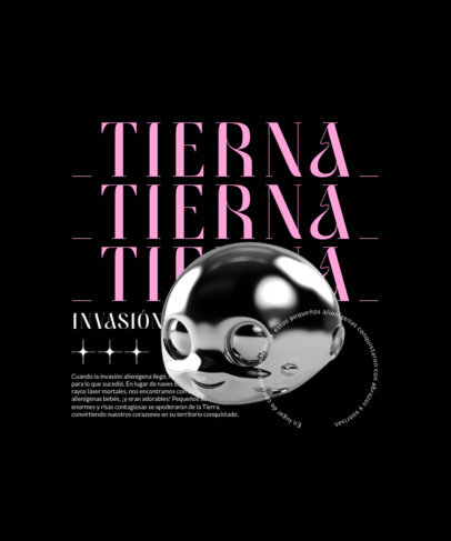 T-Shirt Design Template Featuring a Repetitive Text with a Martian Head 6427h 6118k